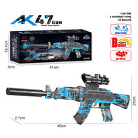 3-in-1 AK47 Toy Blaster Rifle - Shoots Water Gel Balls, Suction Darts & Soft Foam Bullets | Outdoor Shooting Game for Kids & Teens
