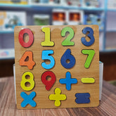 Wooden Number Puzzle Board – Montessori Math Learning Toy with 0-9 Digits & Arithmetic Symbols, Colorful Counting Puzzle for Toddlers & Preschool Kids (Ages 1–6)