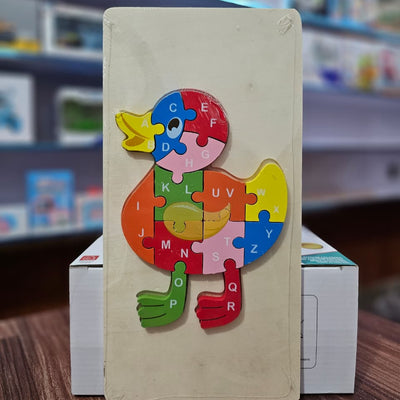 Wooden Duck Alphabet Puzzle – 26-Piece A-Z Jigsaw, Montessori ABC Learning Toy for Toddlers & Preschoolers, Colorful Animal Shape Educational Gift (Ages 2–5)