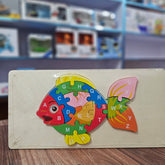 Wooden Fish Alphabet Puzzle – 26-Piece A-Z Ocean Jigsaw, Montessori ABC Learning Toy for Toddlers & Preschool Kids, Colorful Sea Creature Educational Gift (Ages 2–5)