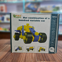 76-Piece DIY Construction Building Set for Kids – Nut & Bolt STEM Vehicle Toy with 100+ Car Combinations | Educational Engineering Toy for Boys & Girls Ages 3+
