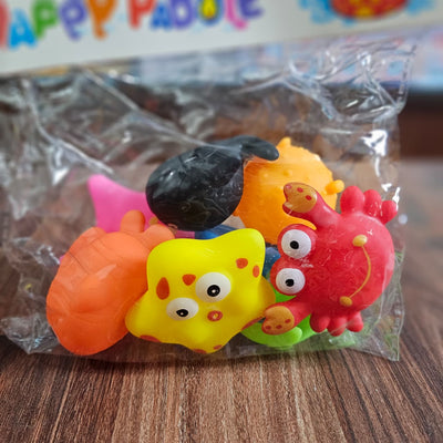 Happy Padole Animal Bath Toys Set for Kids – Floating Squeeze Water Toys for Toddlers | Colorful Ocean Animal Toys for Bathtime Fun – Safe & Non-Toxic (Pack of 6)