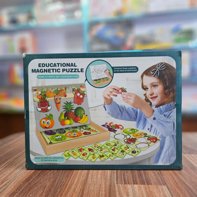 Educational Magnetic Puzzle Toy for Kids – Fruit & Vegetable Theme Learning Game with Magnetic Board | Fun Preschool Puzzle for Toddlers 3+ | Early STEM Color & Shape Recognition