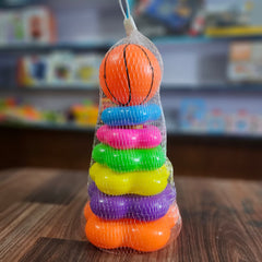 BEISE Colorful Stacking Ring Toy for Babies – Soft BPA-Free Plastic Stacker with Basketball Top | Early Learning Toy for Infants & Toddlers 12 Months+