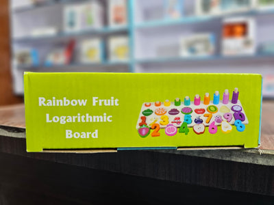 Rainbow Fruit Logarithmic Learning Board – Montessori Wooden Math Toy for Kids | Colorful Number Puzzle, Shape & Fruit Sorting, Stackable Rings | Early Education STEM Toy for Toddlers 3 Years+