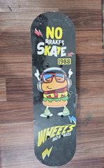 Cool Graphic Skateboard for Kids – “No Brakes” Design Beginner Skate Board with Rear Wheels | Durable Toy Skateboard with Fun Burger Print | Indoor & Outdoor Riding Board for Boys & Girls Age 3+