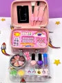 Kids Mermaid Makeup Kit in Glitter Case - All-in-One Pretend Play Beauty Set with Washable Makeup & Nail Art for Girls