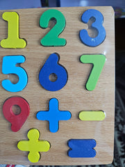 Wooden Number Puzzle Board – Montessori Math Learning Toy with 0-9 Digits & Arithmetic Symbols, Colorful Counting Puzzle for Toddlers & Preschool Kids (Ages 1–6)