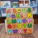 Wooden Alphabet Puzzle Board – Montessori ABC Learning Toy for Toddlers & Preschool Kids, Colorful Chunky Letters, Fine-Motor & Early Literacy Educational Gift (Ages 2–5)