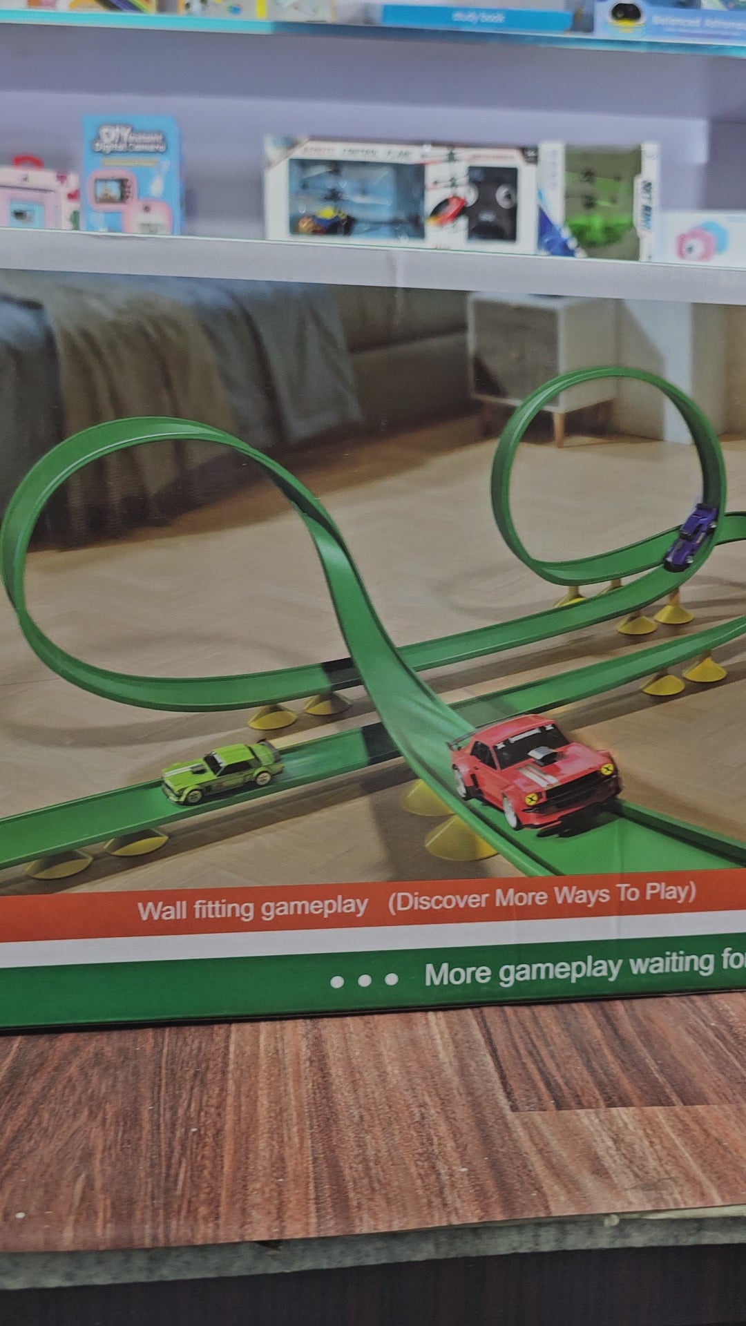 Stick-On Wall Racing Track Set – Flexible 360° Loop & Ramp System, Suction-Cup Car Tracks for Walls, Windows, Bathtubs & Fridges, Includes 2 Mini Cars | DIY Gravity Raceway Toy for Kids Ages 3+