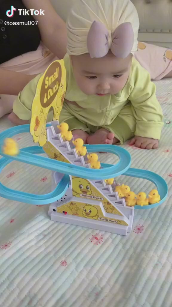 Electric Duck Climbing Stairs Toy with 3 Ducks- Musical Roller Coaster Track with Flashing Lights | Fun Sliding Duck Race Game for Toddlers & Kids